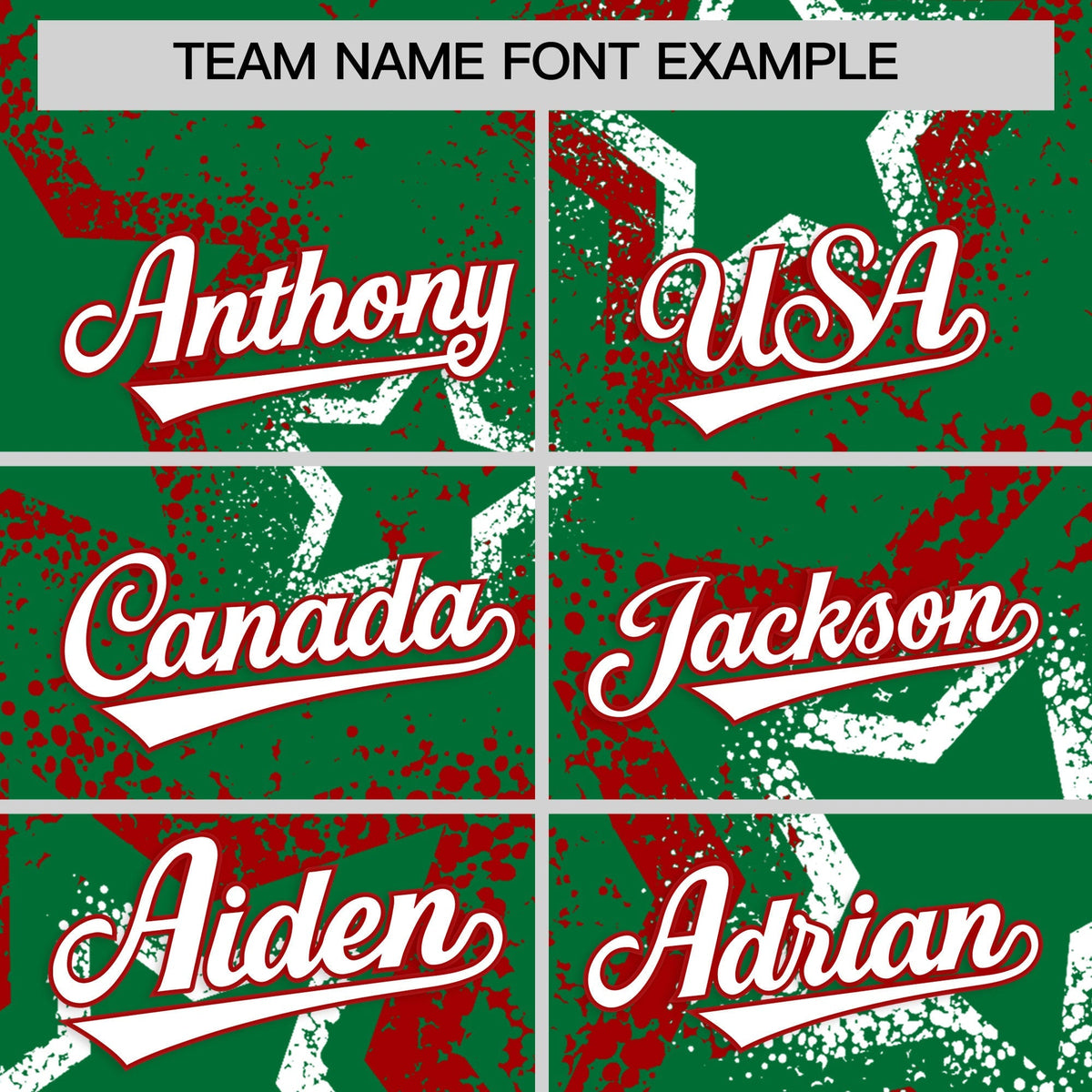 Custom Kelly Green White Red Star-Shaped Ink Texture Graffiti Pattern Baseball Jersey | Sublimation Printed &amp; Stitched,Add Name and Numbern,Perfect for Parties,Perfect for Training | KXKSHOP