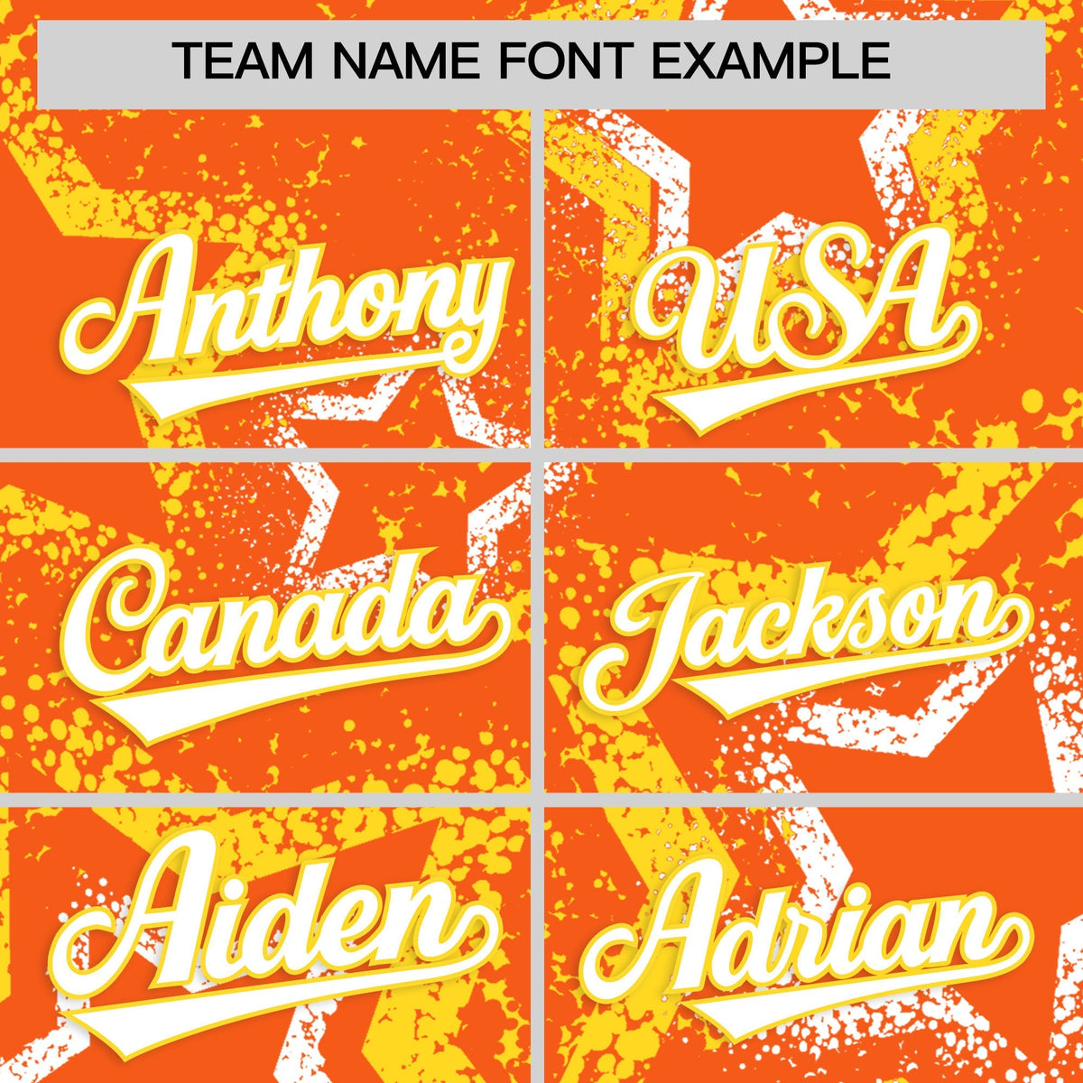 Custom Orange White Gold Star-Shaped Ink Texture Graffiti Pattern Baseball Jersey | Sublimation Printed &amp; Stitched,Add Name and Numbern,Perfect for Parties,Perfect for Training | KXKSHOP