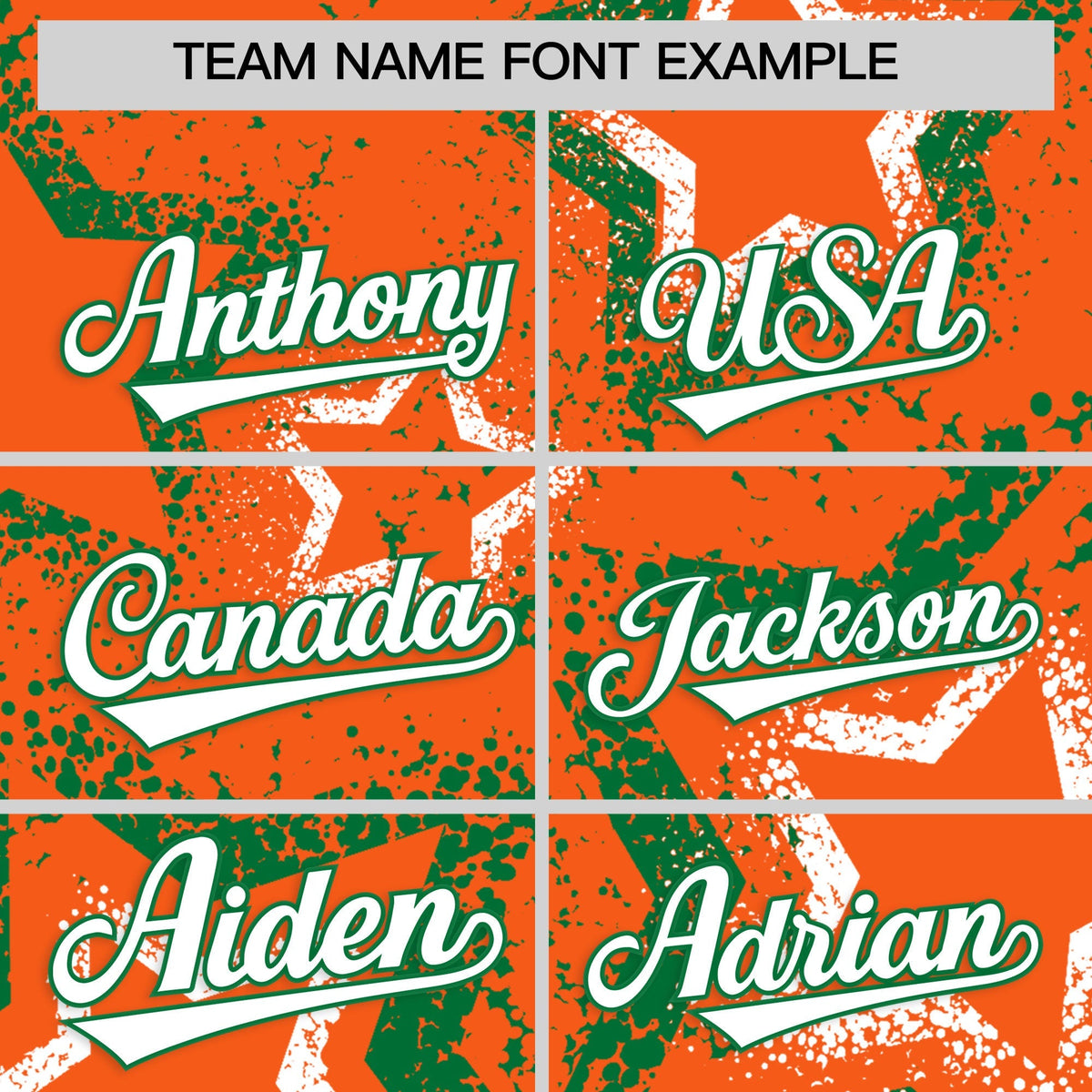 Custom Orange Kelly Green White Star-Shaped Ink Texture Graffiti Pattern Baseball Jersey | Sublimation Printed &amp; Stitched,Add Name and Numbern,Perfect for Parties,Perfect for Training | KXKSHOP