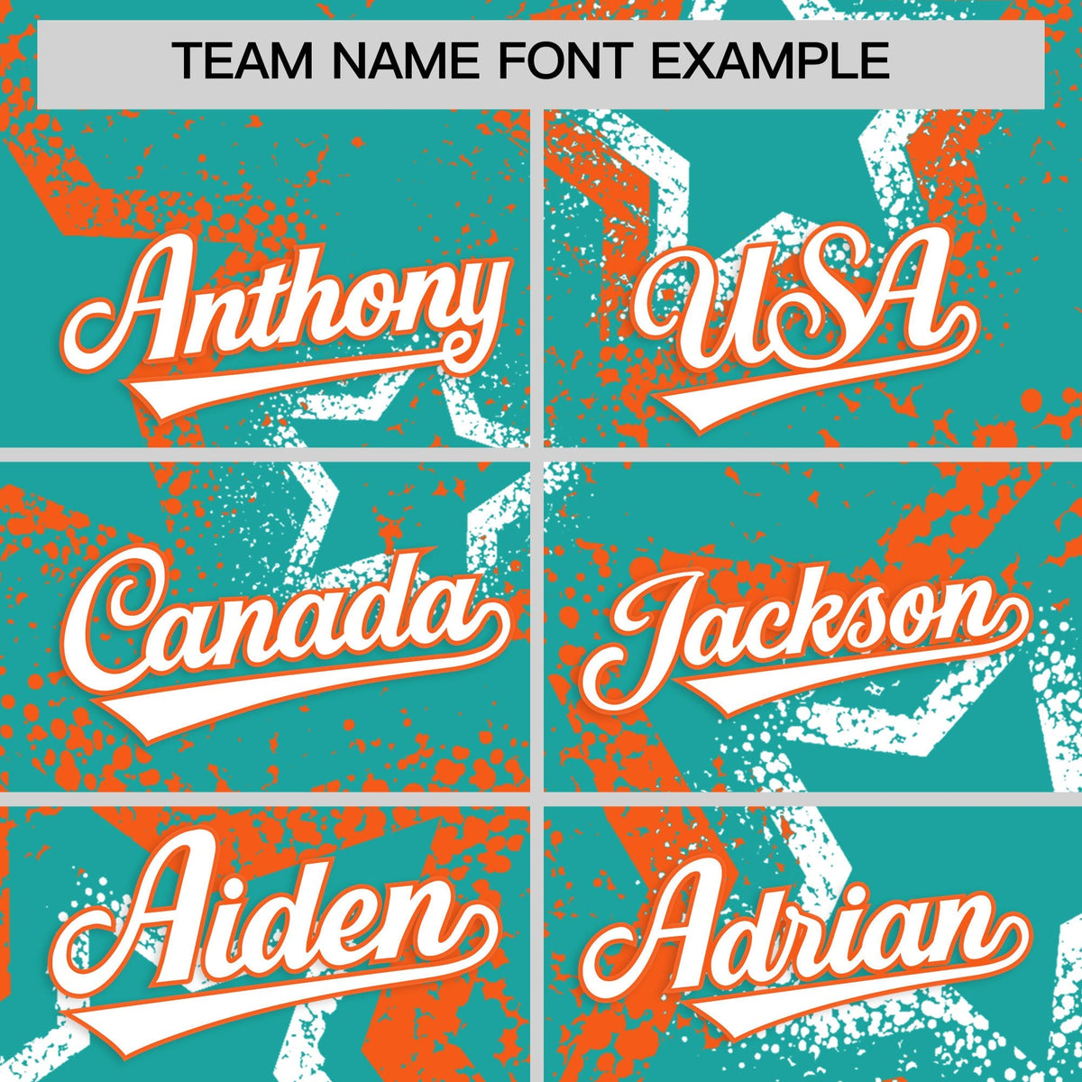 Custom Aqua White Orange Star-Shaped Ink Texture Graffiti Pattern Baseball Jersey | Sublimation Printed &amp; Stitched,Add Name and Numbern,Perfect for Parties,Perfect for Training | KXKSHOP