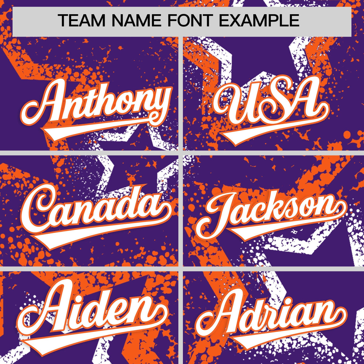 Custom Purple White Orange Star-Shaped Ink Texture Graffiti Pattern Baseball Jersey | Sublimation Printed &amp; Stitched,Add Name and Numbern,Perfect for Parties,Perfect for Training | KXKSHOP