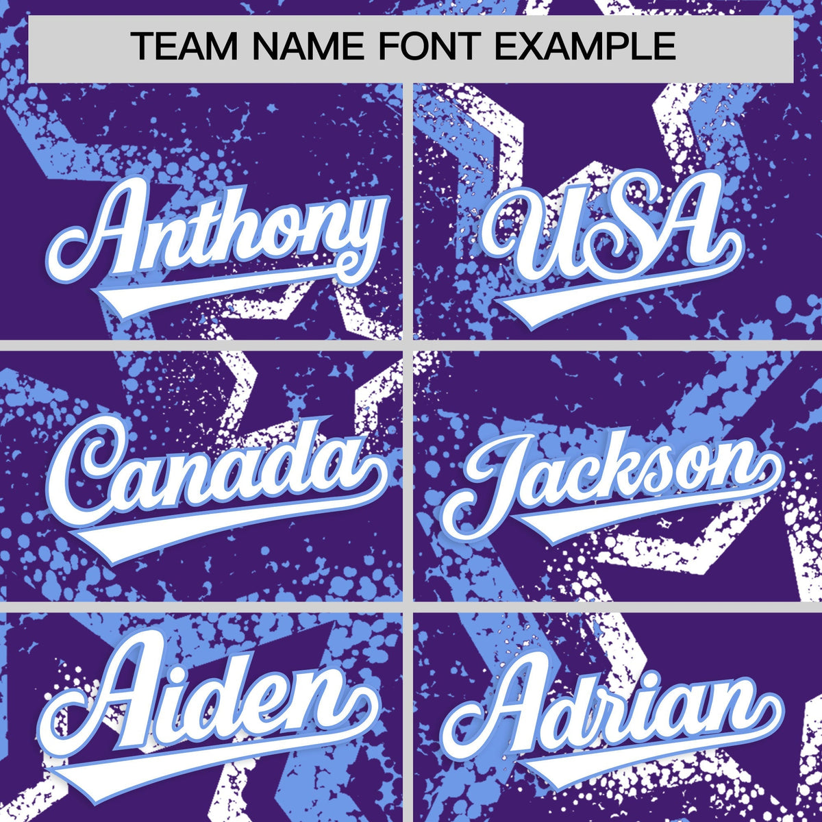 Custom Purple White Light Blue Star-Shaped Ink Texture Graffiti Pattern Baseball Jersey | Sublimation Printed &amp; Stitched,Add Name and Numbern,Perfect for Parties,Perfect for Training | KXKSHOP