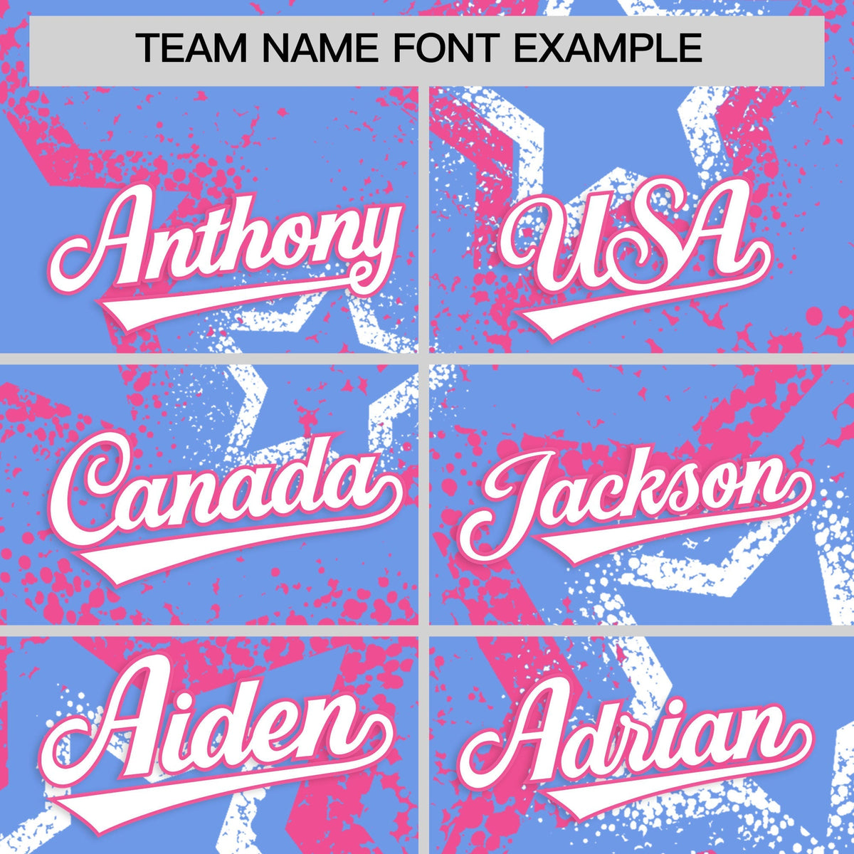 Custom Light Blue White Pink Star-Shaped Ink Texture Graffiti Pattern Baseball Jersey | Sublimation Printed &amp; Stitched,Add Name and Numbern,Perfect for Parties,Perfect for Training | KXKSHOP