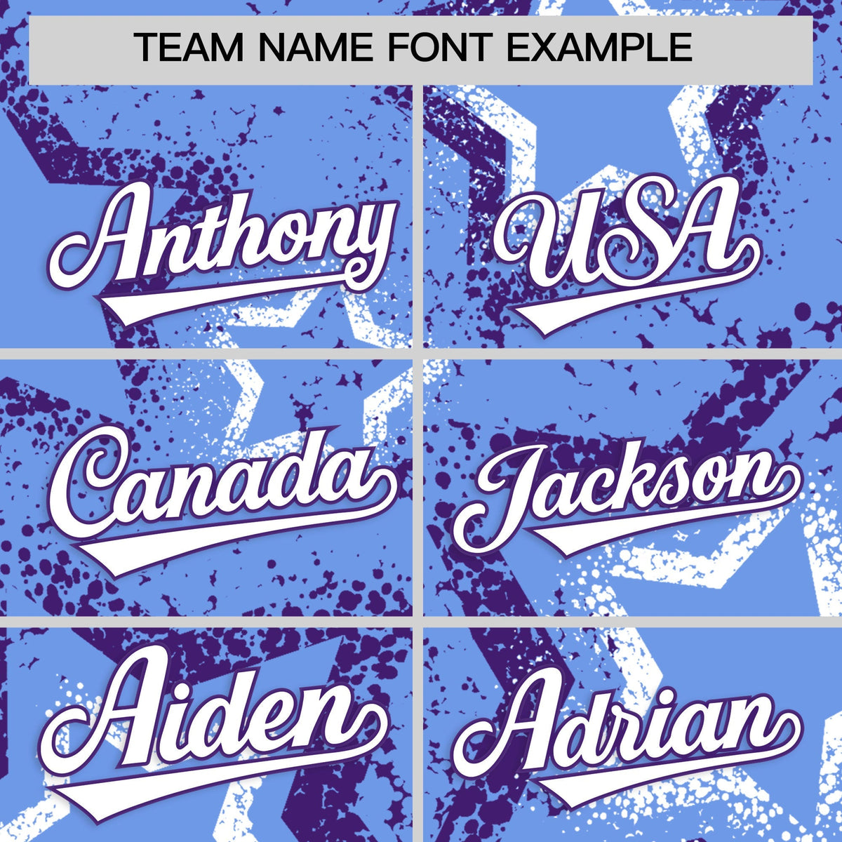 Custom Light Blue White Purple Star-Shaped Ink Texture Graffiti Pattern Baseball Jersey | Sublimation Printed &amp; Stitched,Add Name and Numbern,Perfect for Parties,Perfect for Training | KXKSHOP