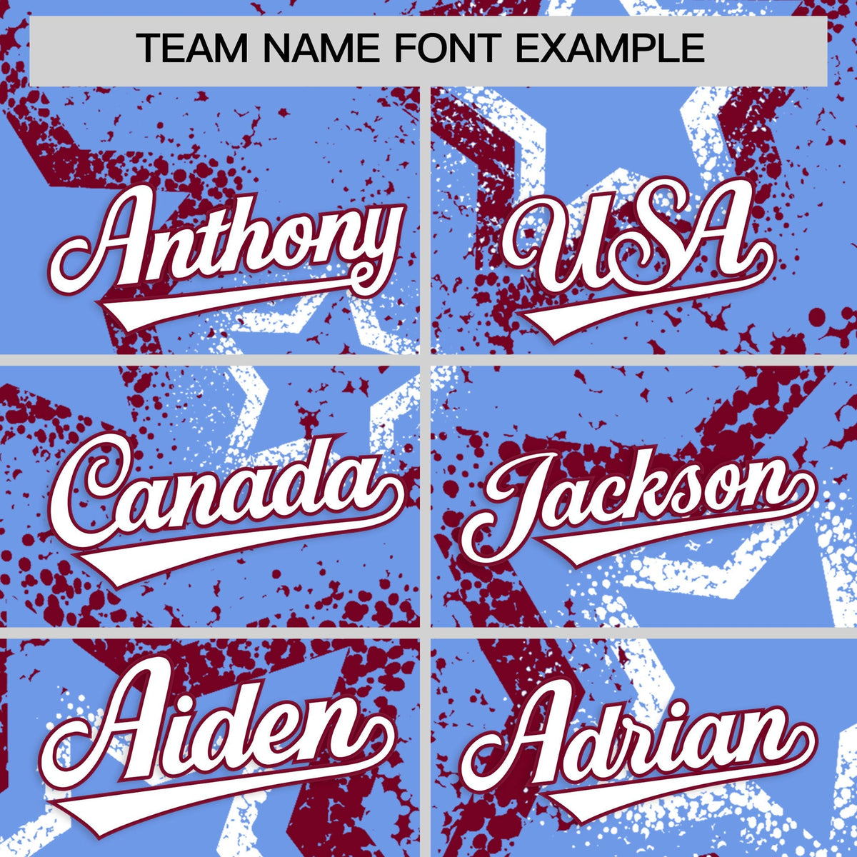 Custom Light Blue White Crimson Star-Shaped Ink Texture Graffiti Pattern Baseball Jersey | Sublimation Printed &amp; Stitched,Add Name and Numbern,Perfect for Parties,Perfect for Training | KXKSHOP
