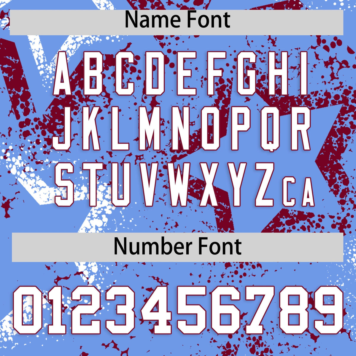 Custom Light Blue White Crimson Star-Shaped Ink Texture Graffiti Pattern Baseball Jersey | Sublimation Printed &amp; Stitched,Add Name and Numbern,Perfect for Parties,Perfect for Training | KXKSHOP