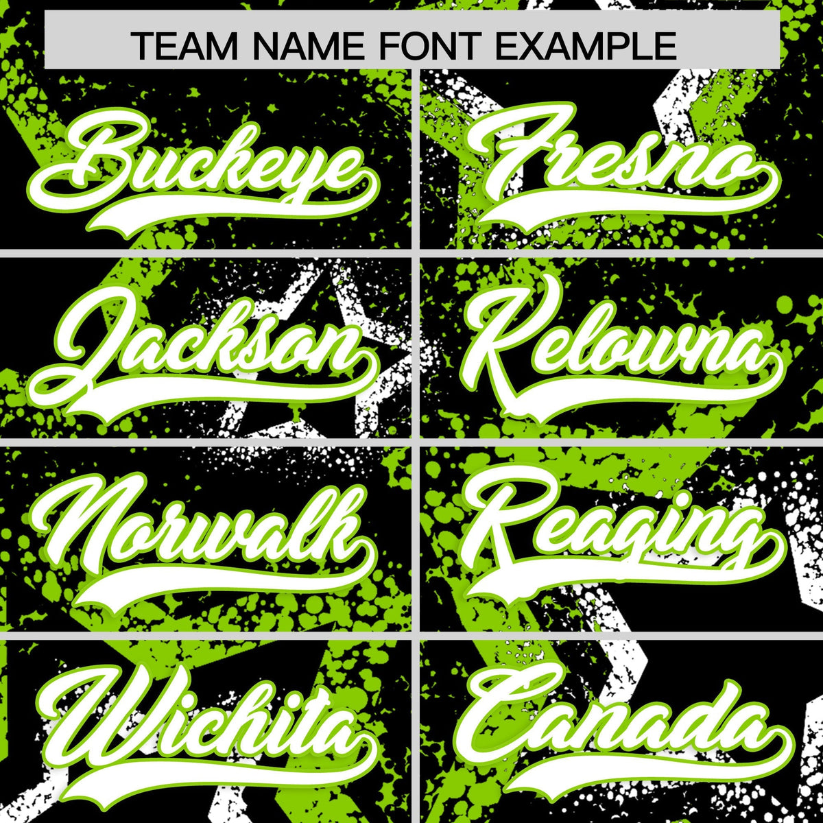 Custom Black White Neon Green Star-Shaped Ink Texture Graffiti Pattern Baseball Jersey | Sublimation Printed &amp; Stitched,Add Name and Numbern,Perfect for Parties,Perfect for Training | KXKSHOP