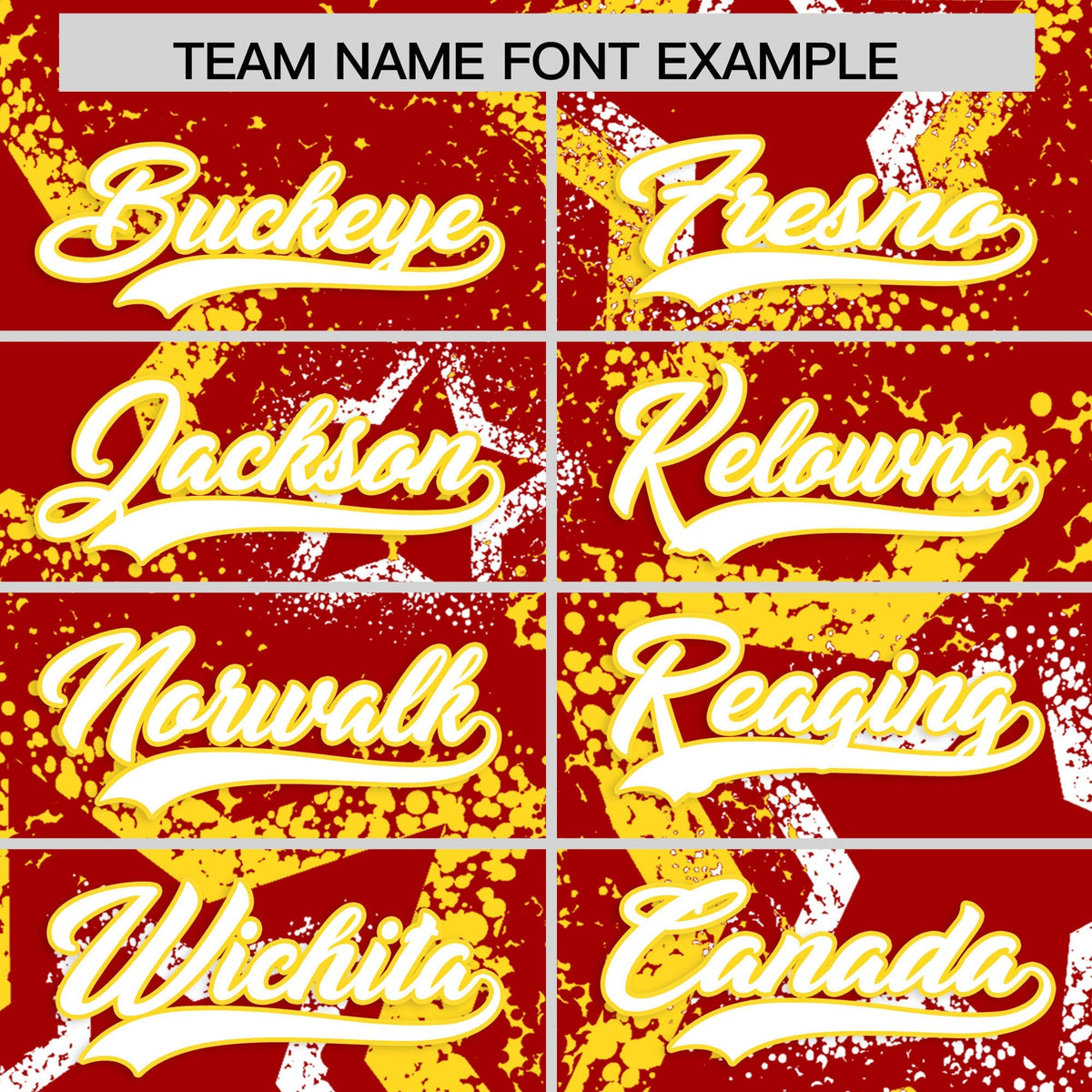 Custom Red White Gold Star-Shaped Ink Texture Graffiti Pattern Baseball Jersey | Sublimation Printed &amp; Stitched,Add Name and Numbern,Perfect for Parties,Perfect for Training | KXKSHOP