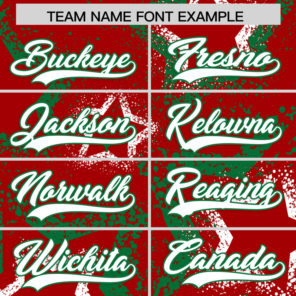 Custom Red White Kelly Green Star-Shaped Ink Texture Graffiti Pattern Baseball Jersey | Sublimation Printed &amp; Stitched,Add Name and Numbern,Perfect for Parties,Perfect for Training | KXKSHOP