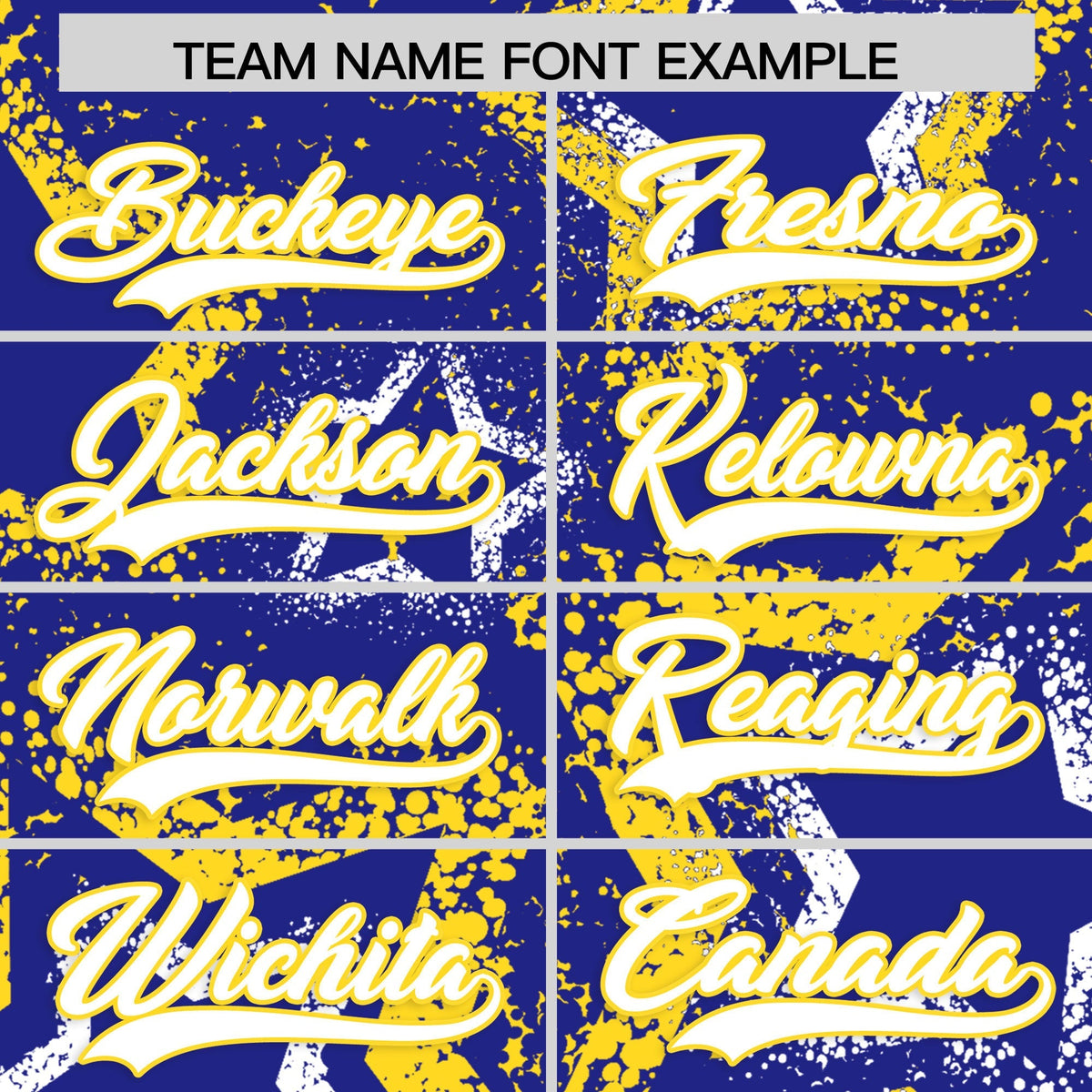 Custom Royal Blue White Gold Star-Shaped Ink Texture Graffiti Pattern Baseball Jersey | Sublimation Printed &amp; Stitched,Add Name and Numbern,Perfect for Parties,Perfect for Training | KXKSHOP