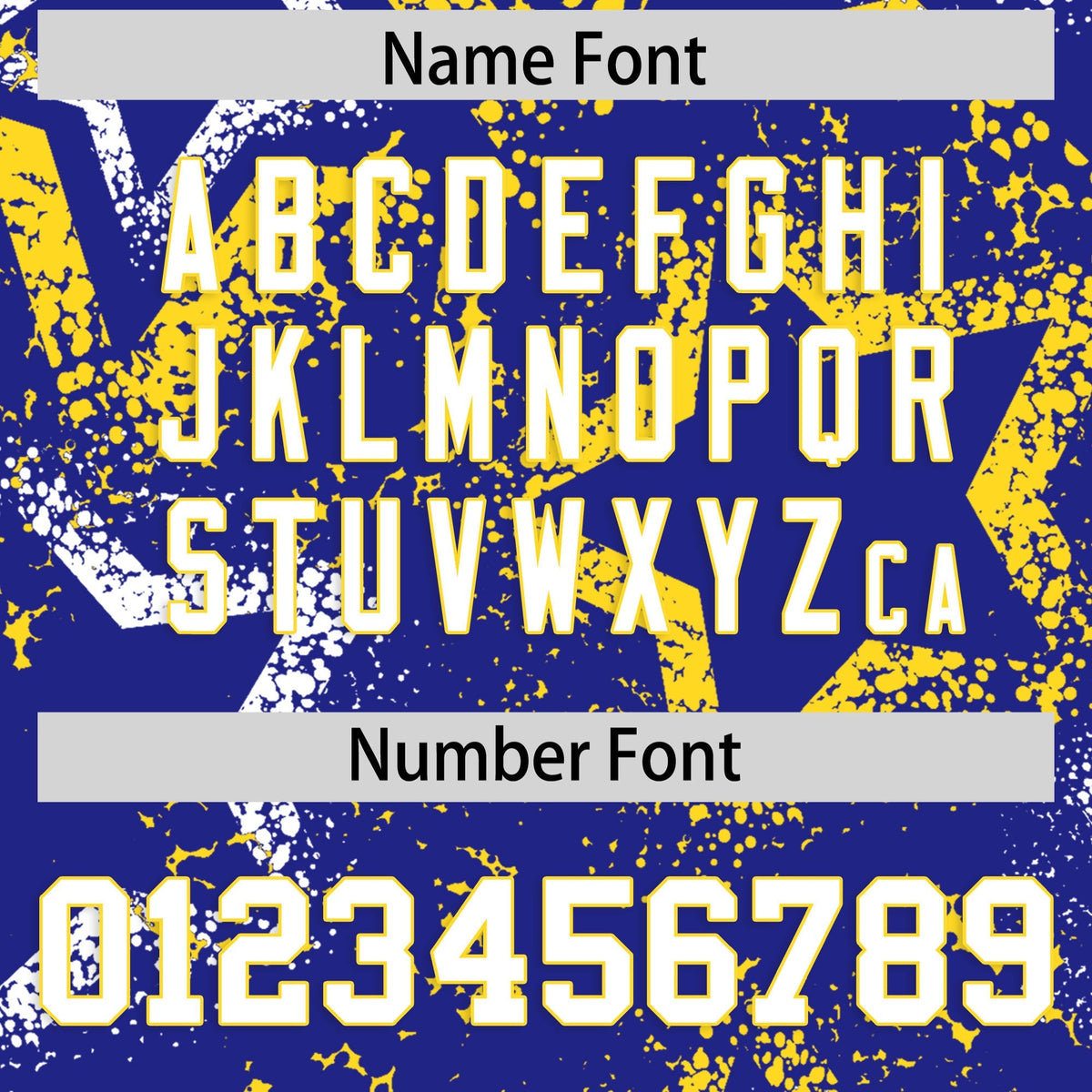 Custom Royal Blue White Gold Star-Shaped Ink Texture Graffiti Pattern Baseball Jersey | Sublimation Printed &amp; Stitched,Add Name and Numbern,Perfect for Parties,Perfect for Training | KXKSHOP