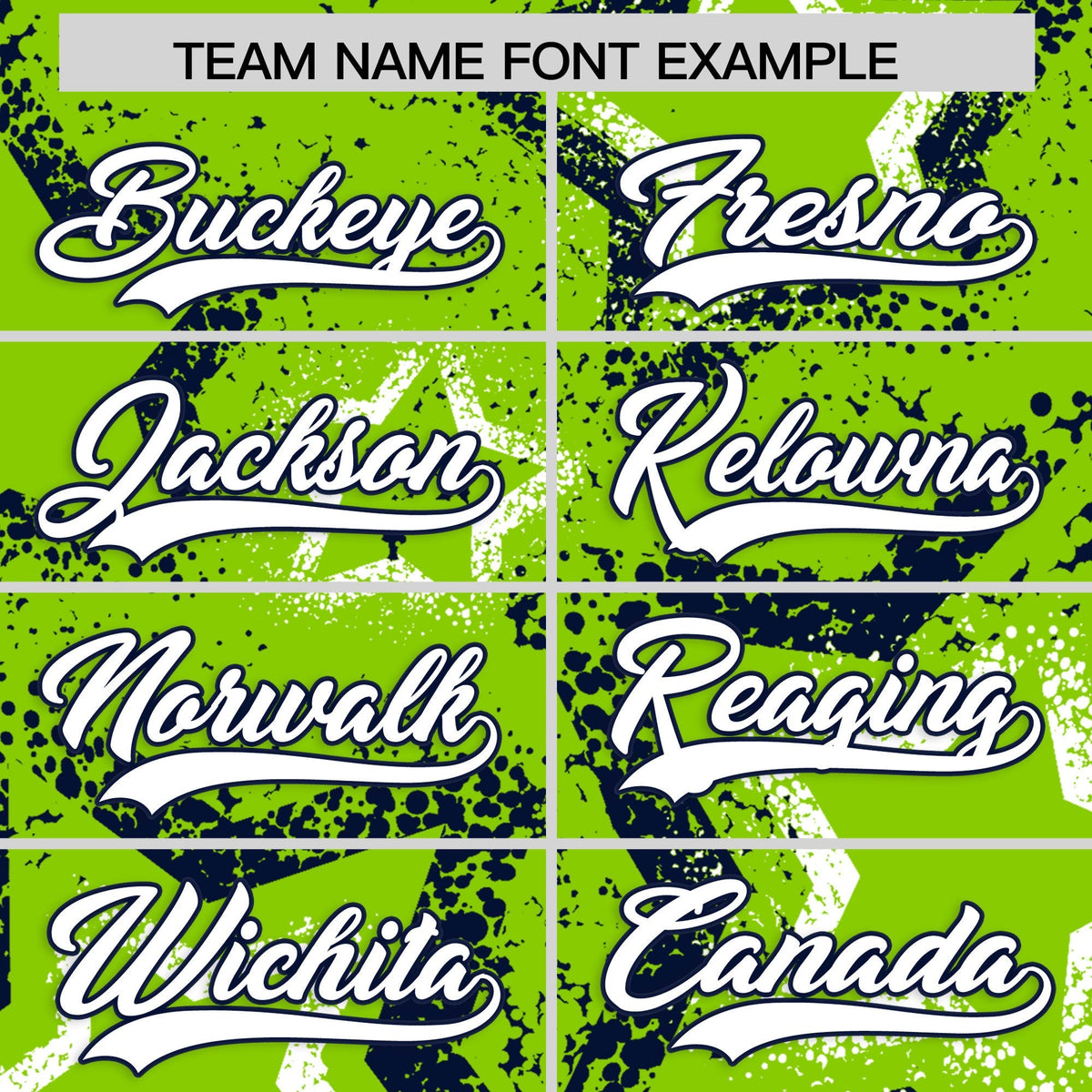 Custom Neon Green White Navy Star-Shaped Ink Texture Graffiti Pattern Baseball Jersey | Sublimation Printed &amp; Stitched,Add Name and Numbern,Perfect for Parties,Perfect for Training | KXKSHOP