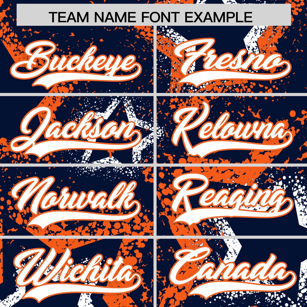 Custom Navy White Orange Star-Shaped Ink Texture Graffiti Pattern Baseball Jersey | Sublimation Printed &amp; Stitched,Add Name and Numbern,Perfect for Parties,Perfect for Training | KXKSHOP