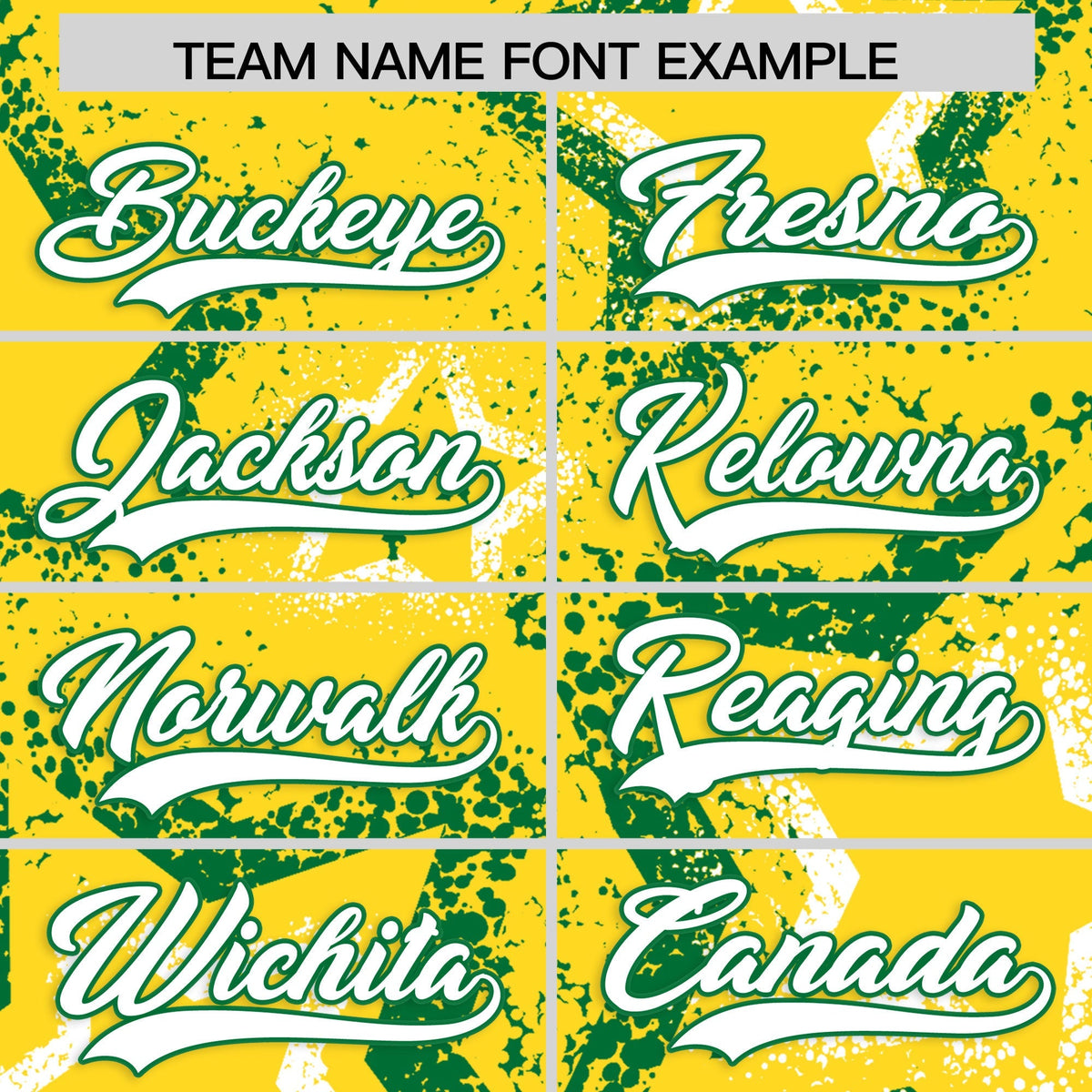 Custom Gold White Kelly Green Star-Shaped Ink Texture Graffiti Pattern Baseball Jersey | Sublimation Printed &amp; Stitched,Add Name and Numbern,Perfect for Parties,Perfect for Training | KXKSHOP