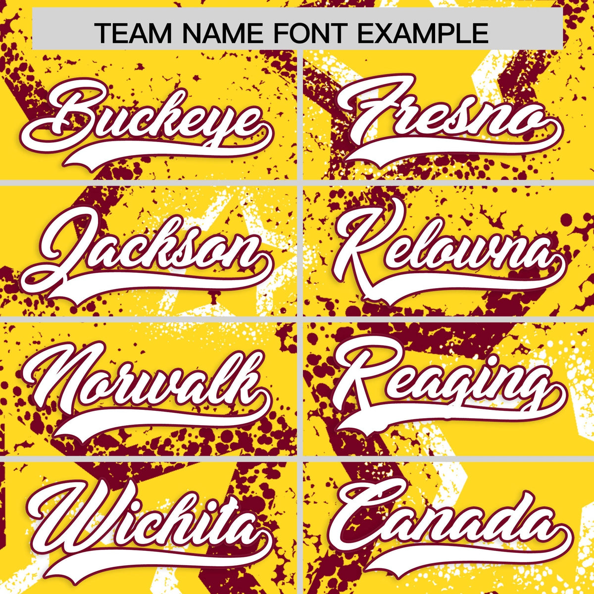 Custom Gold White Crimson Star-Shaped Ink Texture Graffiti Pattern Baseball Jersey | Sublimation Printed &amp; Stitched,Add Name and Numbern,Perfect for Parties,Perfect for Training | KXKSHOP