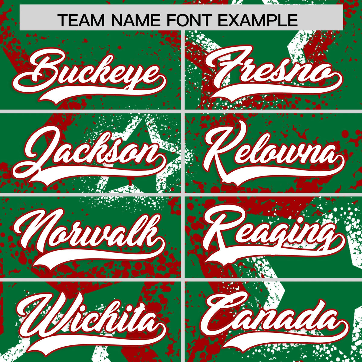 Custom Kelly Green White Red Star-Shaped Ink Texture Graffiti Pattern Baseball Jersey | Sublimation Printed &amp; Stitched,Add Name and Numbern,Perfect for Parties,Perfect for Training | KXKSHOP