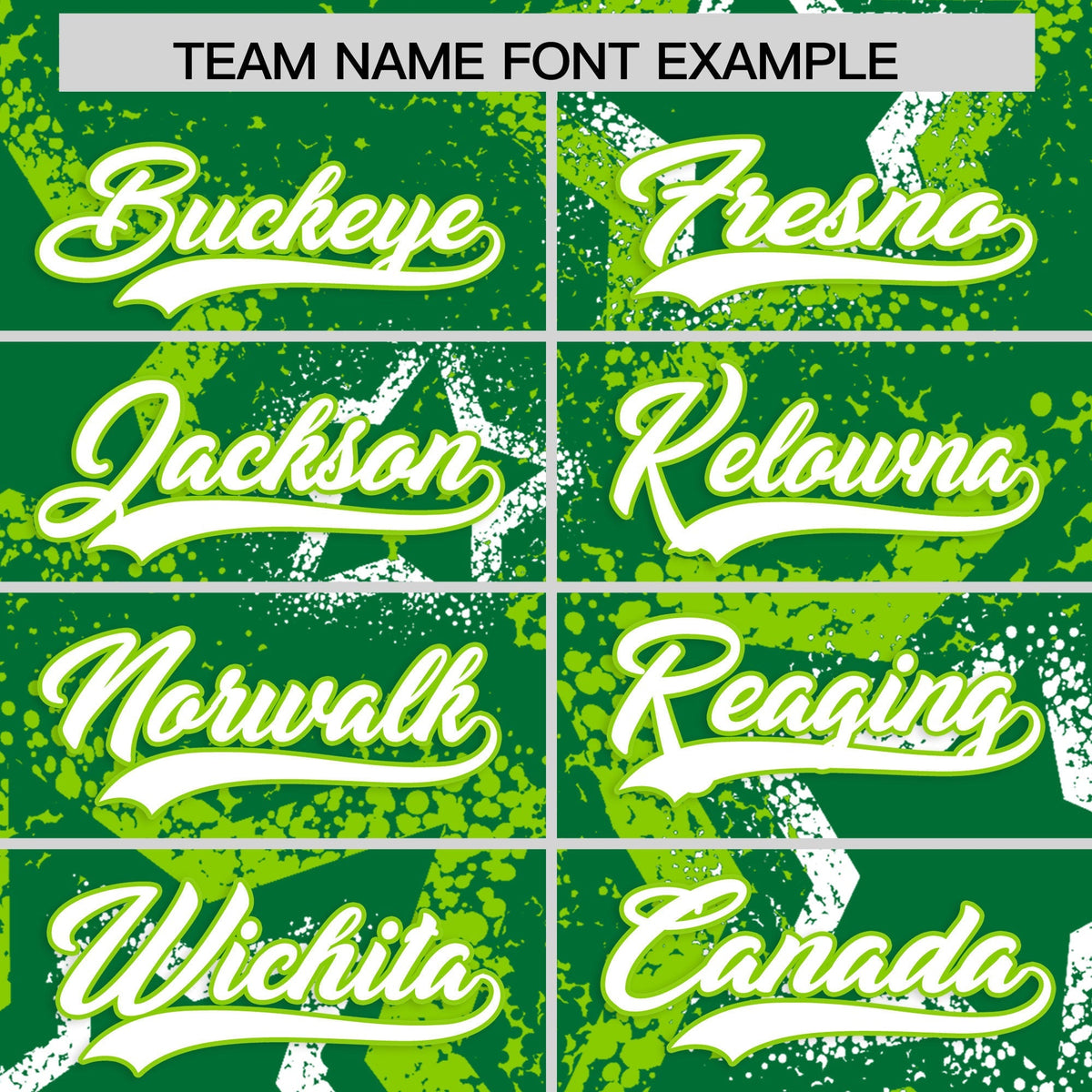 Custom Kelly Green White Neon Green Star-Shaped Ink Texture Graffiti Pattern Baseball Jersey | Sublimation Printed &amp; Stitched,Add Name and Numbern,Perfect for Parties,Perfect for Training | KXKSHOP