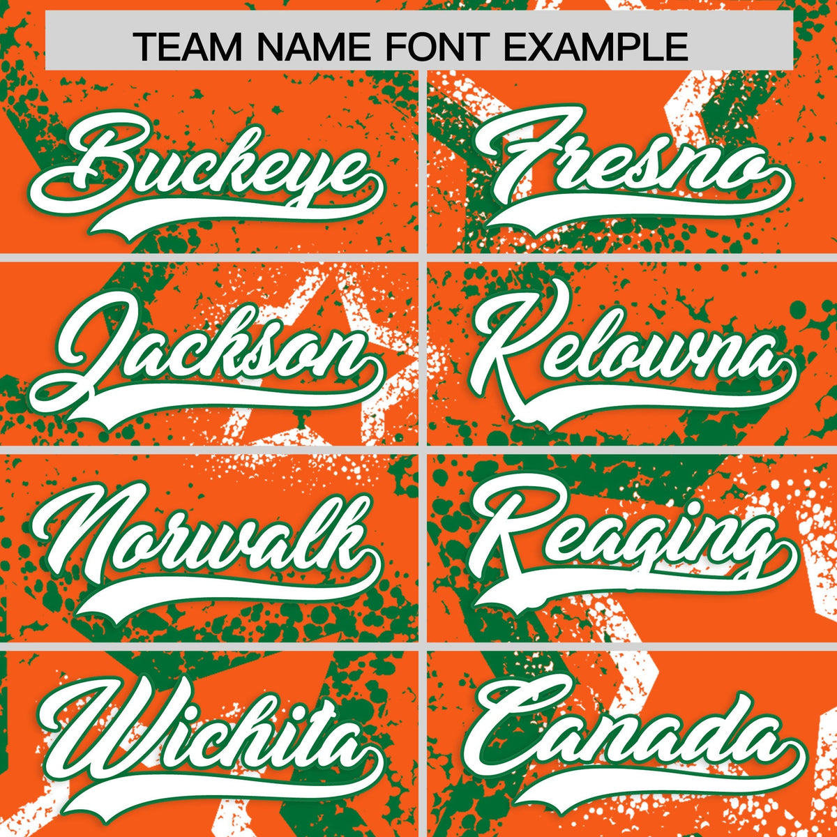 Custom Orange White Kelly Green Star-Shaped Ink Texture Graffiti Pattern Baseball Jersey | Sublimation Printed &amp; Stitched,Add Name and Numbern,Perfect for Parties,Perfect for Training | KXKSHOP