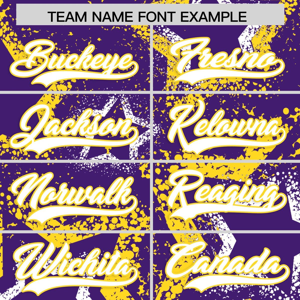 Custom Purple White Gold Star-Shaped Ink Texture Graffiti Pattern Baseball Jersey | Sublimation Printed &amp; Stitched,Add Name and Numbern,Perfect for Parties,Perfect for Training | KXKSHOP