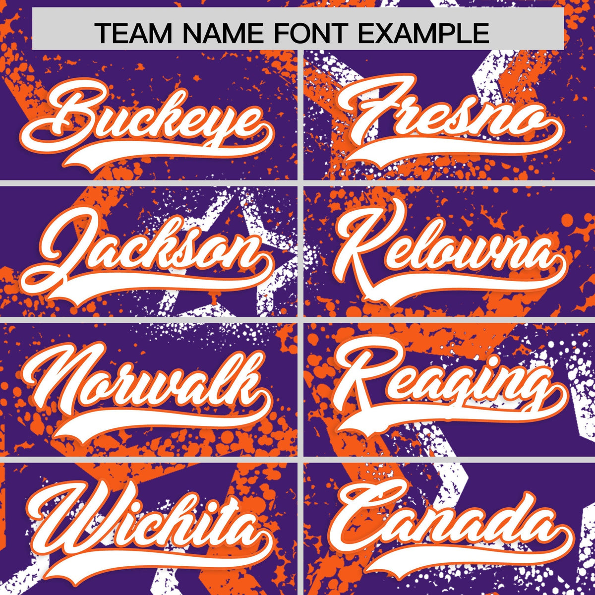 Custom Purple White Orange Star-Shaped Ink Texture Graffiti Pattern Baseball Jersey | Sublimation Printed &amp; Stitched,Add Name and Numbern,Perfect for Parties,Perfect for Training | KXKSHOP