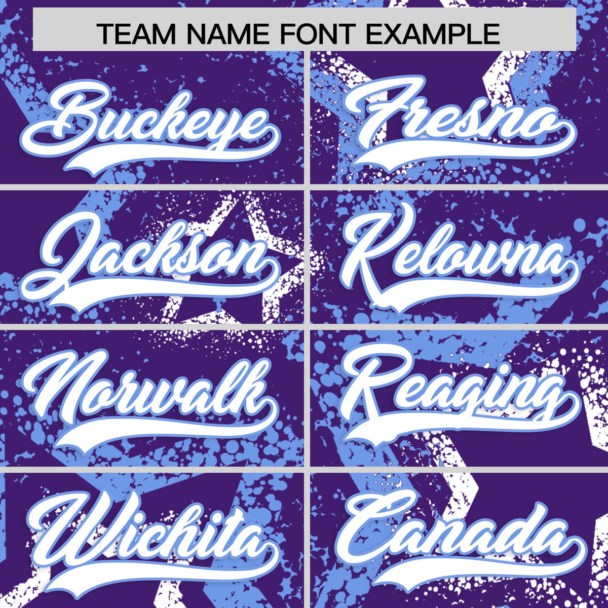 Custom Purple White Light Blue Star-Shaped Ink Texture Graffiti Pattern Baseball Jersey | Sublimation Printed &amp; Stitched,Add Name and Numbern,Perfect for Parties,Perfect for Training | KXKSHOP