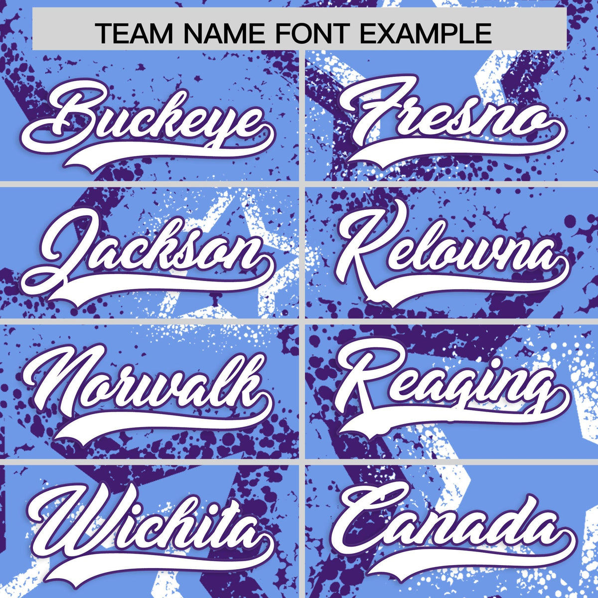 Custom Light Blue White Purple Star-Shaped Ink Texture Graffiti Pattern Baseball Jersey | Sublimation Printed &amp; Stitched,Add Name and Numbern,Perfect for Parties,Perfect for Training | KXKSHOP