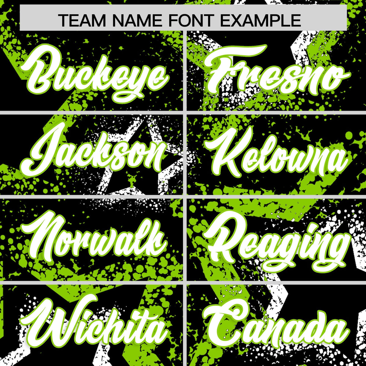 Custom Black White Neon Green Star-Shaped Ink Texture Graffiti Pattern Baseball Jersey | Sublimation Printed &amp; Stitched,Add Name and Numbern,Perfect for Parties,Perfect for Training | KXKSHOP