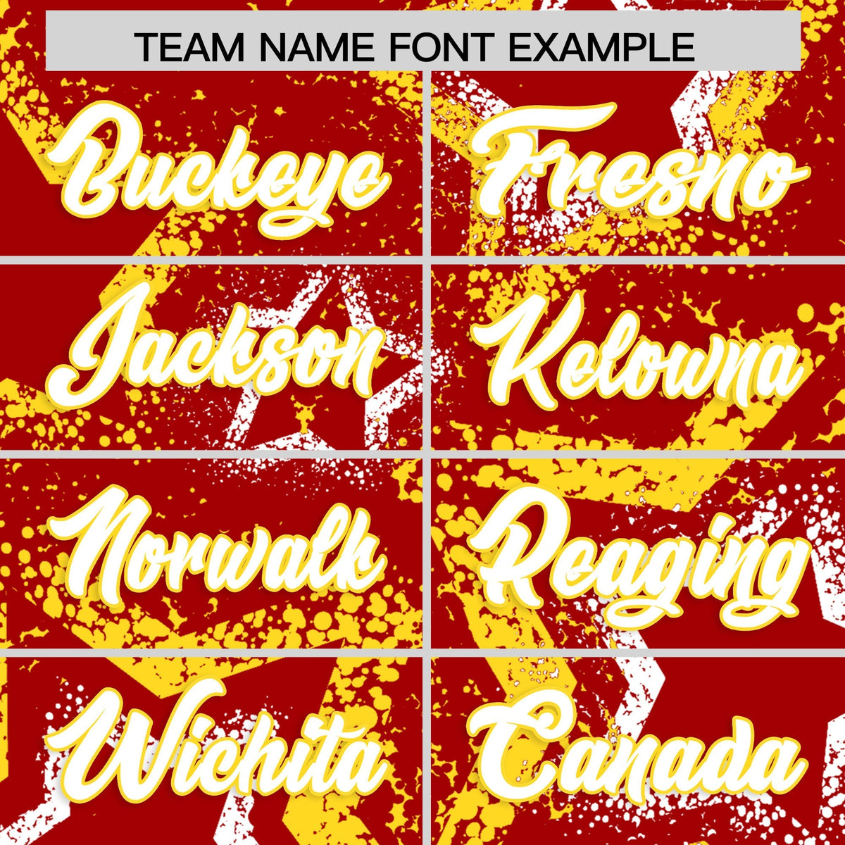 Custom Red White Gold Star-Shaped Ink Texture Graffiti Pattern Baseball Jersey | Sublimation Printed &amp; Stitched,Add Name and Numbern,Perfect for Parties,Perfect for Training | KXKSHOP