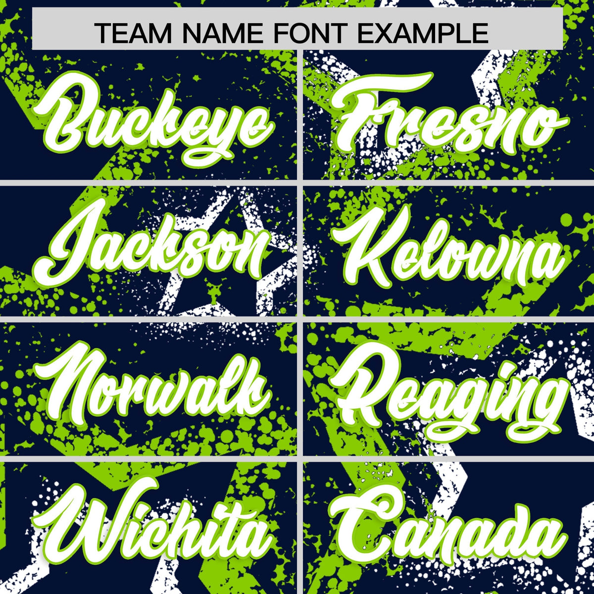 Custom Navy White Neon Green Star-Shaped Ink Texture Graffiti Pattern Baseball Jersey | Sublimation Printed &amp; Stitched,Add Name and Numbern,Perfect for Parties,Perfect for Training | KXKSHOP