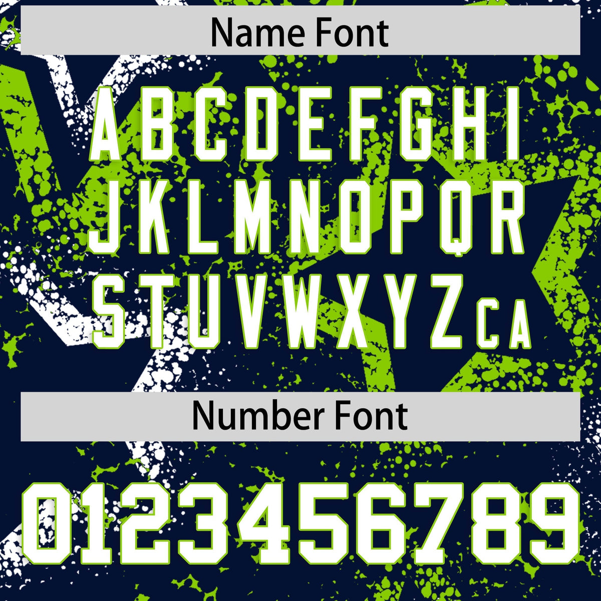 Custom Navy White Neon Green Star-Shaped Ink Texture Graffiti Pattern Baseball Jersey | Sublimation Printed &amp; Stitched,Add Name and Numbern,Perfect for Parties,Perfect for Training | KXKSHOP