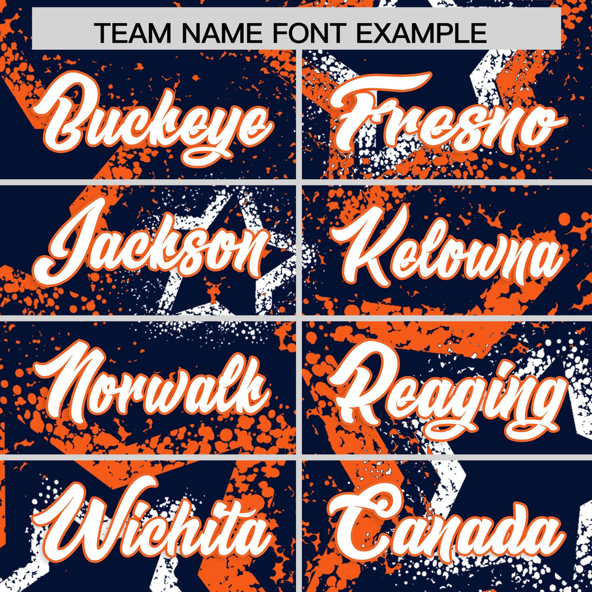Custom Navy White Orange Star-Shaped Ink Texture Graffiti Pattern Baseball Jersey | Sublimation Printed &amp; Stitched,Add Name and Numbern,Perfect for Parties,Perfect for Training | KXKSHOP
