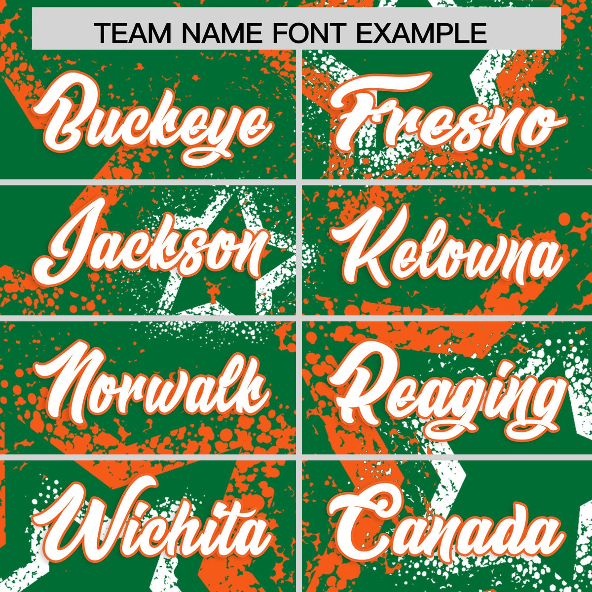 Custom Kelly Green White Orange Star-Shaped Ink Texture Graffiti Pattern Baseball Jersey | Sublimation Printed &amp; Stitched,Add Name and Numbern,Perfect for Parties,Perfect for Training | KXKSHOP