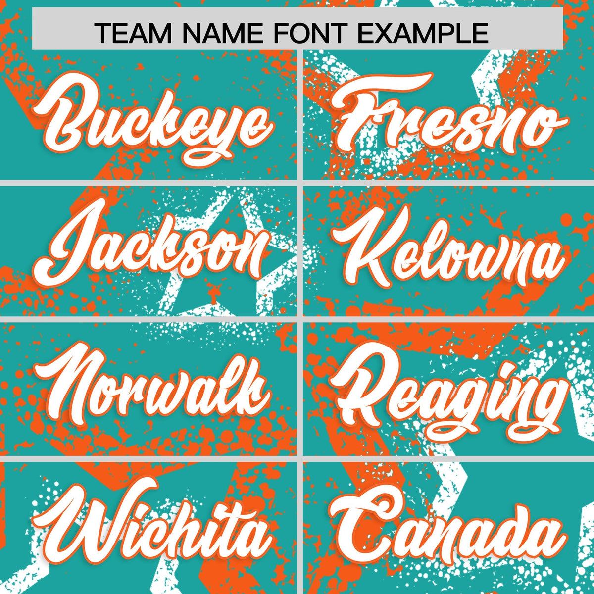 Custom Aqua White Orange Star-Shaped Ink Texture Graffiti Pattern Baseball Jersey | Sublimation Printed &amp; Stitched,Add Name and Numbern,Perfect for Parties,Perfect for Training | KXKSHOP