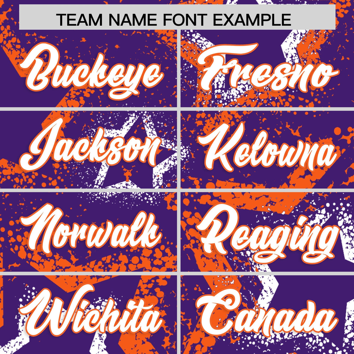 Custom Purple White Orange Star-Shaped Ink Texture Graffiti Pattern Baseball Jersey | Sublimation Printed &amp; Stitched,Add Name and Numbern,Perfect for Parties,Perfect for Training | KXKSHOP
