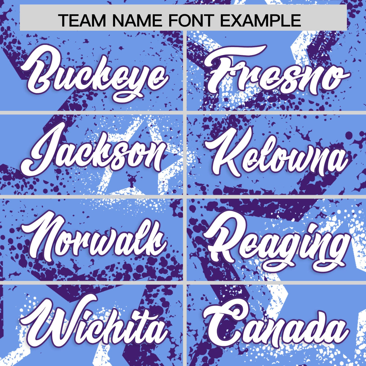 Custom Light Blue White Purple Star-Shaped Ink Texture Graffiti Pattern Baseball Jersey | Sublimation Printed &amp; Stitched,Add Name and Numbern,Perfect for Parties,Perfect for Training | KXKSHOP