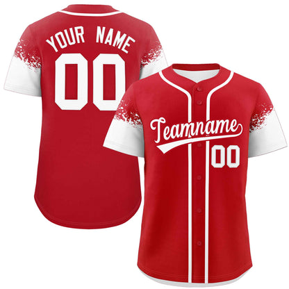 Custom Red White Personalized Raglan Sleeves Design Authentic Baseball Jersey