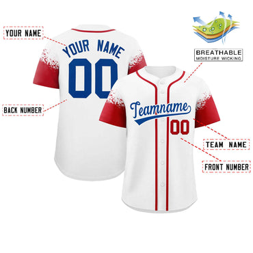 Custom White Red Personalized Raglan Sleeves Design Authentic Baseball Jersey