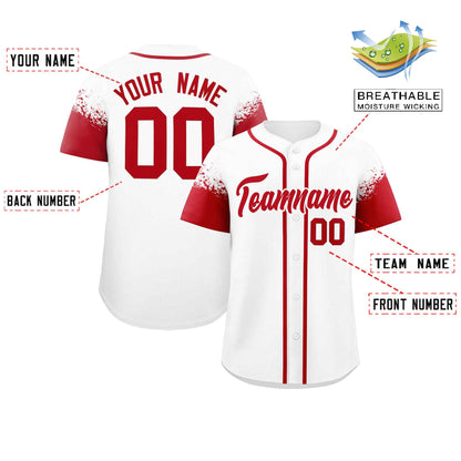 Custom White Red Personalized Raglan Sleeves Design Authentic Baseball Jersey