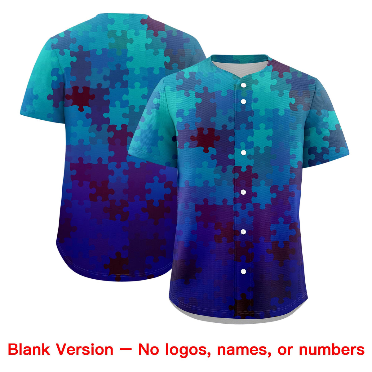 Custom Blue Black White Puzzle Elements Baseball Jersey | Sublimation Printed &amp; Stitched,Add Name and Numbern,Perfect for Teams | KXKSHOP