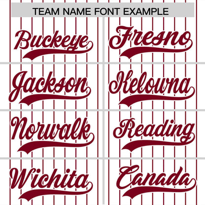 Custom White Crimson Pinstripe Personalized Two-Tone Authentic Baseball Jersey