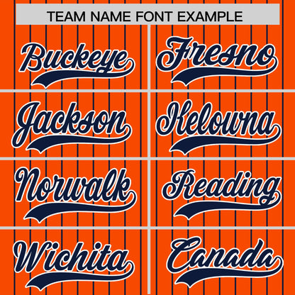 Custom Orange Navy Pinstripe Personalized Two-Tone Authentic Baseball Jersey