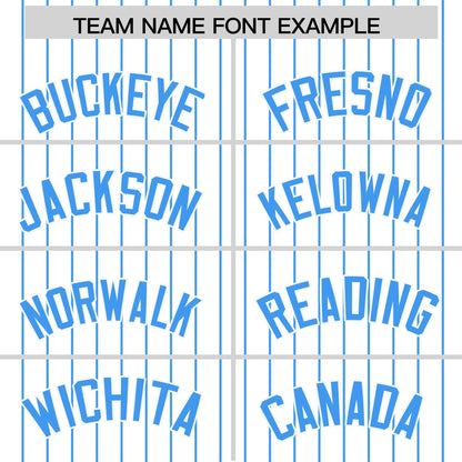 Custom White Powder Blue Pinstripe Personalized Two-Tone Authentic Baseball Jersey