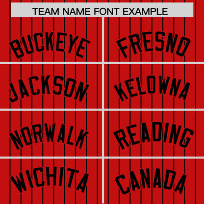Custom Red Black Pinstripe Personalized Two-Tone Authentic Baseball Jersey