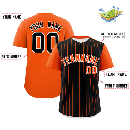 Custom Black Orange Pinstripe Personalized Two-Tone Authentic Baseball Jersey