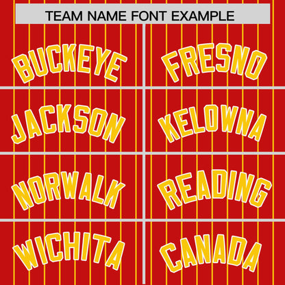 Custom Red Gold Pinstripe Personalized Two-Tone Authentic Baseball Jersey