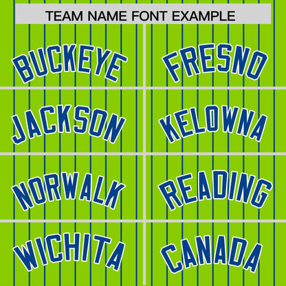 Custom Neon Green Royal Pinstripe Personalized Two-Tone Authentic Baseball Jersey
