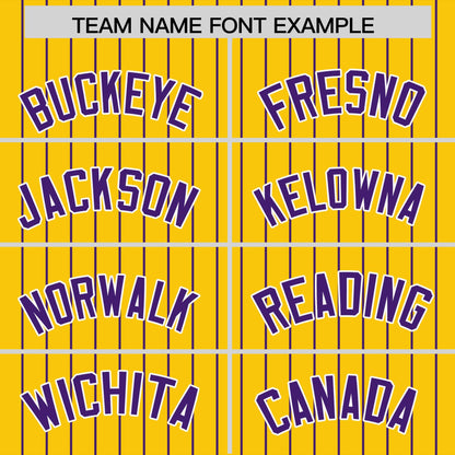 Custom Gold Purple Pinstripe Personalized Two-Tone Authentic Baseball Jersey