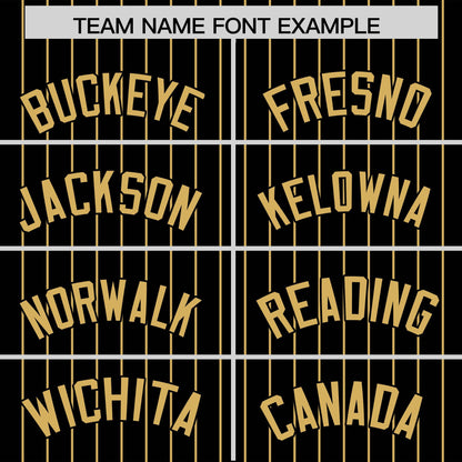 Custom Black Old Gold Pinstripe Personalized Two-Tone Authentic Baseball Jersey