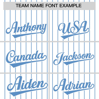 Custom White Light Blue Pinstripe Personalized Two-Tone Authentic Baseball Jersey