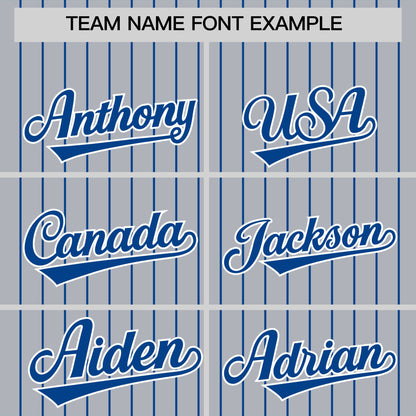 Custom Gray Royal Pinstripe Personalized Two-Tone Authentic Baseball Jersey